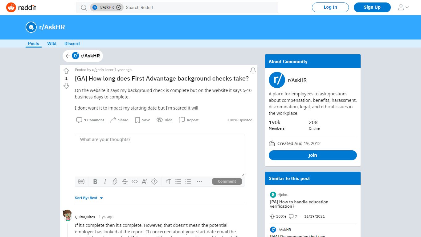 [GA] How long does First Advantage background checks take?